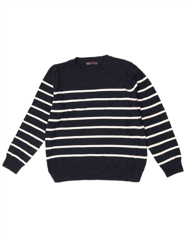 Marks & Spencer Damen-Pullover mit Rundhalsausschnitt, Gr. 14, mittleres Marineblau
