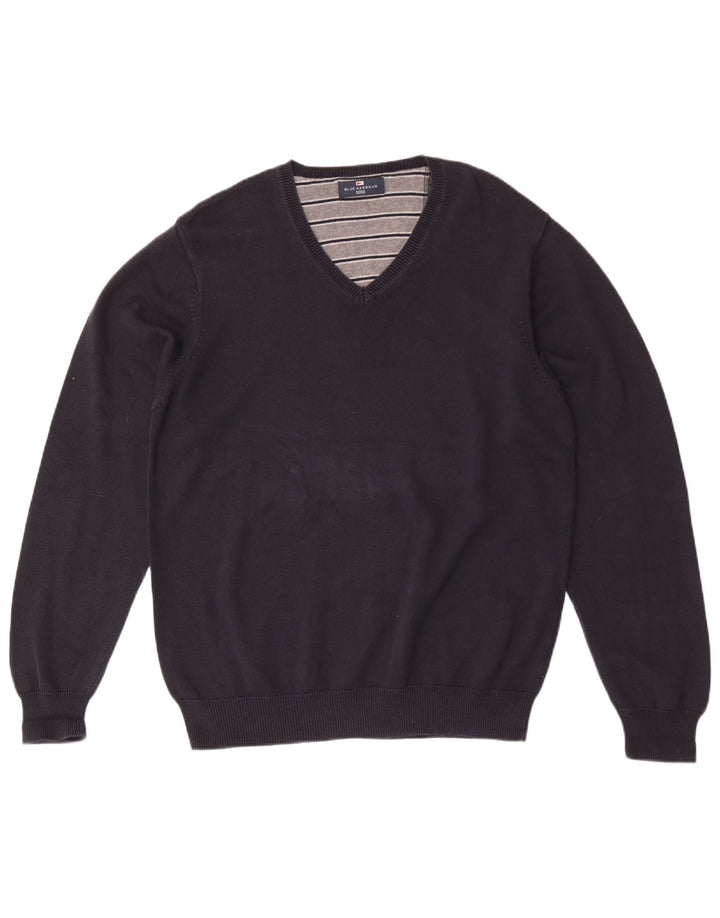Marks & Spencer Herren Blue Harbour Pullover mit V-Ausschnitt, Größe L, Marineblau