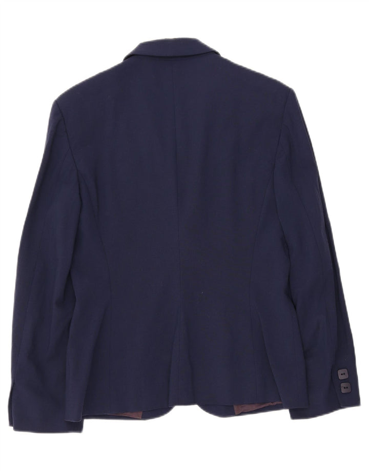 MOUCHE Womens 1 Button Blazer Jacket UK 12 Medium Navy Blue Acetate Vintage Mouche and Second-Hand Mouche from Messina Hembry 