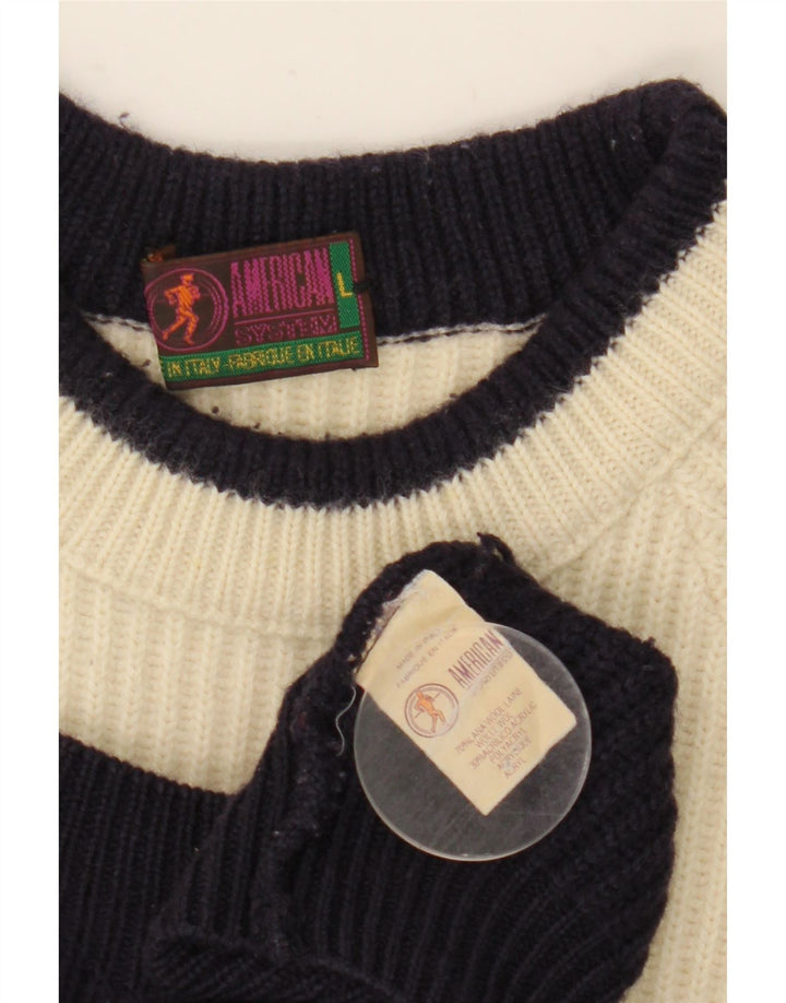 American System Herren-Pullover mit Rundhalsausschnitt, groß, Marineblau, Farbblock