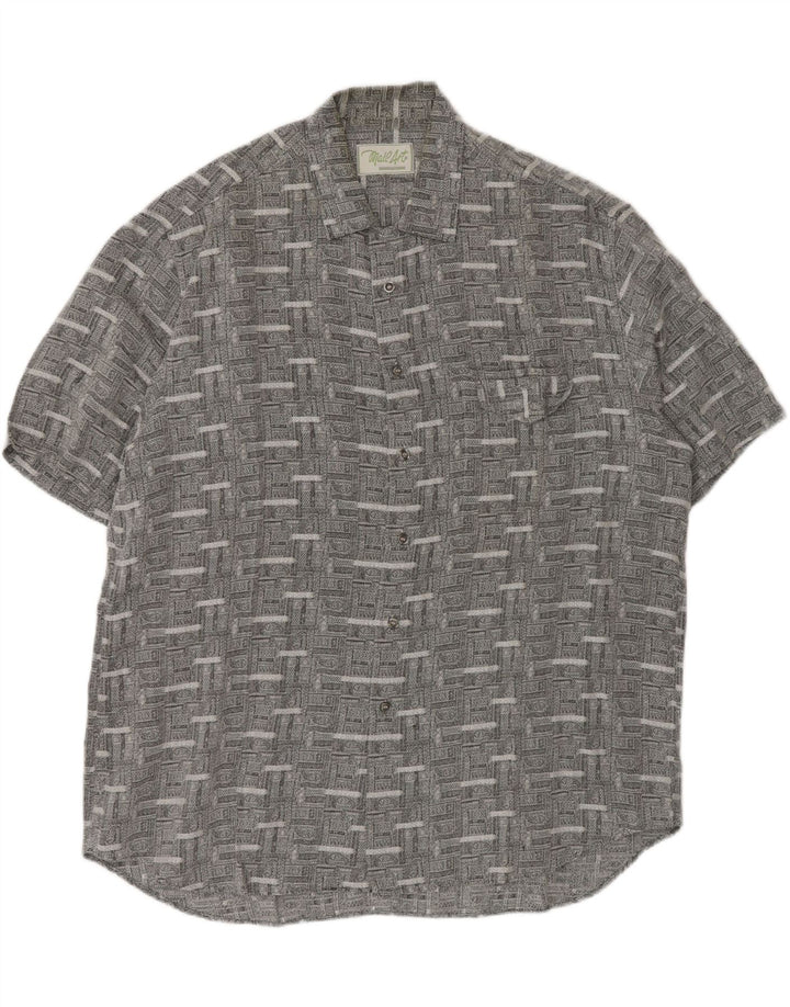 Vintage Herren Kurzarmhemd XL Grau Paisley
