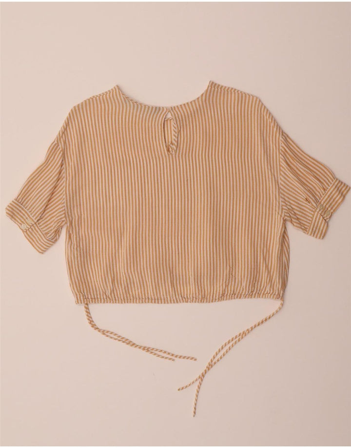 ZARA Womens Crop Blouse Top UK 10 Small Beige Striped Viscose Vintage Zara and Second-Hand Zara from Messina Hembry 