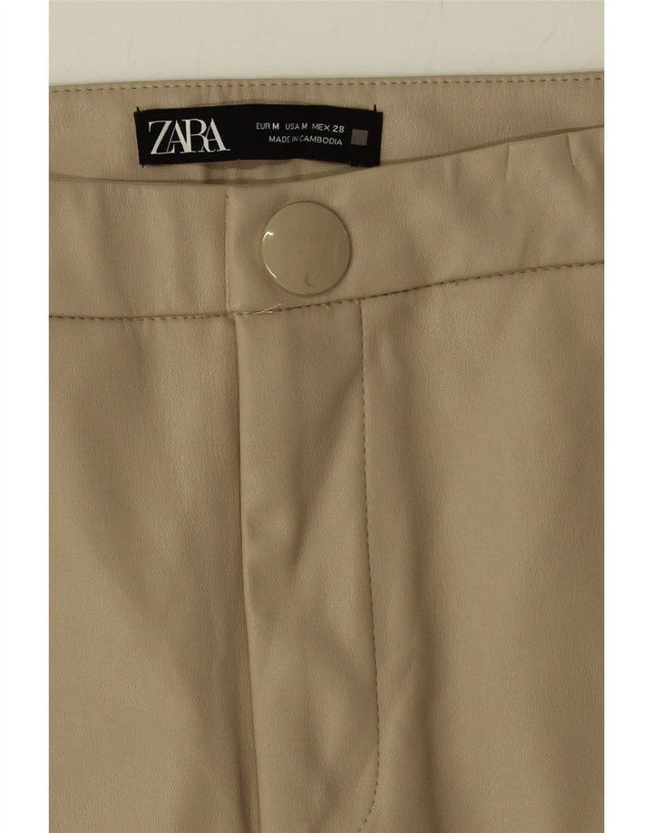 ZARA Womens Skinny Leather Trousers Medium W29 L27 Beige Vintage Zara and Second-Hand Zara from Messina Hembry 