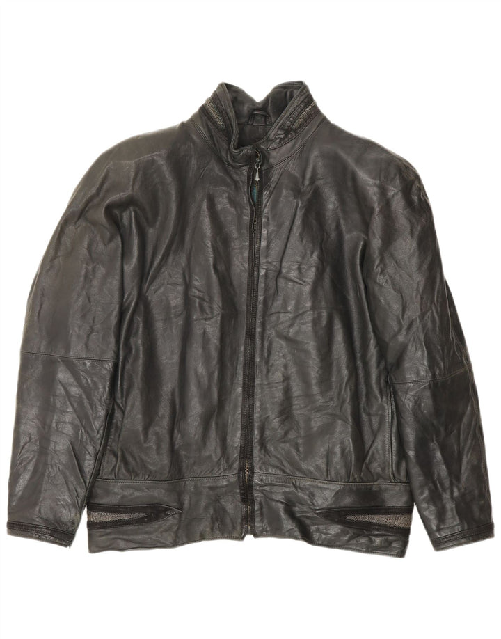 Gianni Versace Damen Lederjacke UK 18 XL Schwarzes Leder