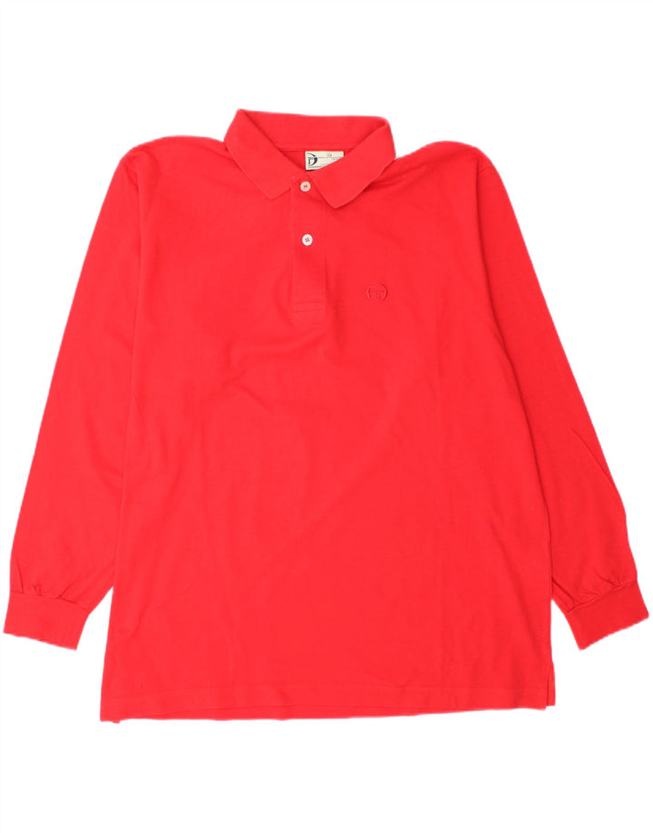 SERGIO TACCHINI Mens Long Sleeve Polo Shirt IT 52 Large Red Vintage Sergio Tacchini and Second-Hand Sergio Tacchini from Messina Hembry 