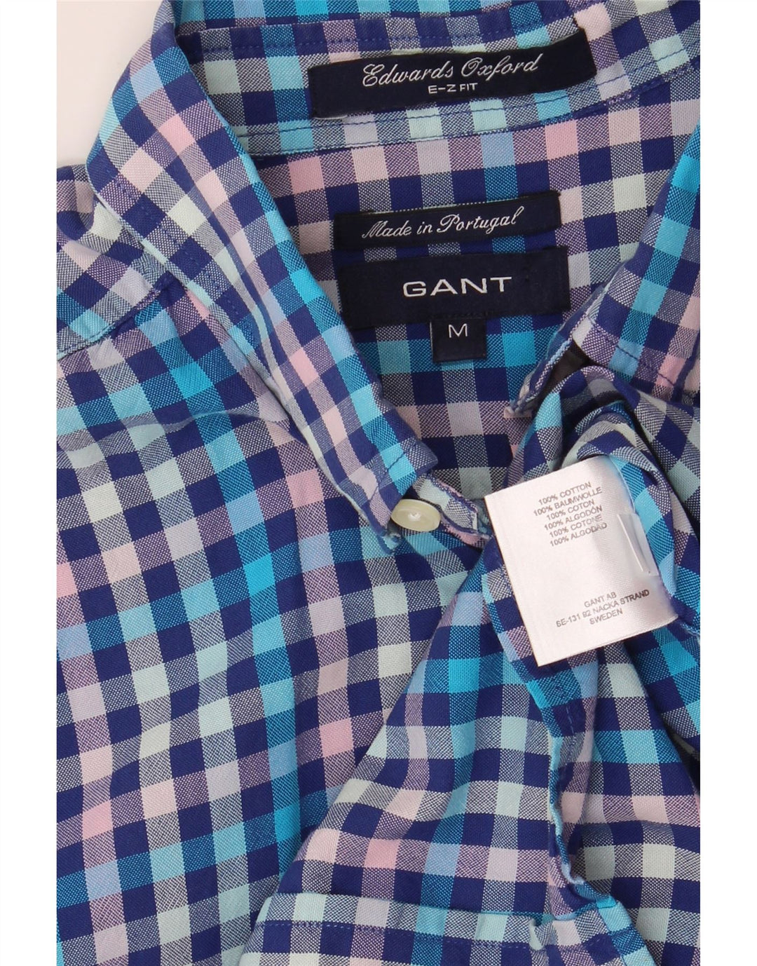 Gant Herren E-Z Fit Hemd aus mittelblauer Gingham-Baumwolle