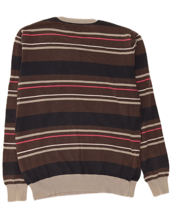 Jack & Jones Herren-Pullover mit grafischem Rundhalsausschnitt, Mittelbraun, Farbblock