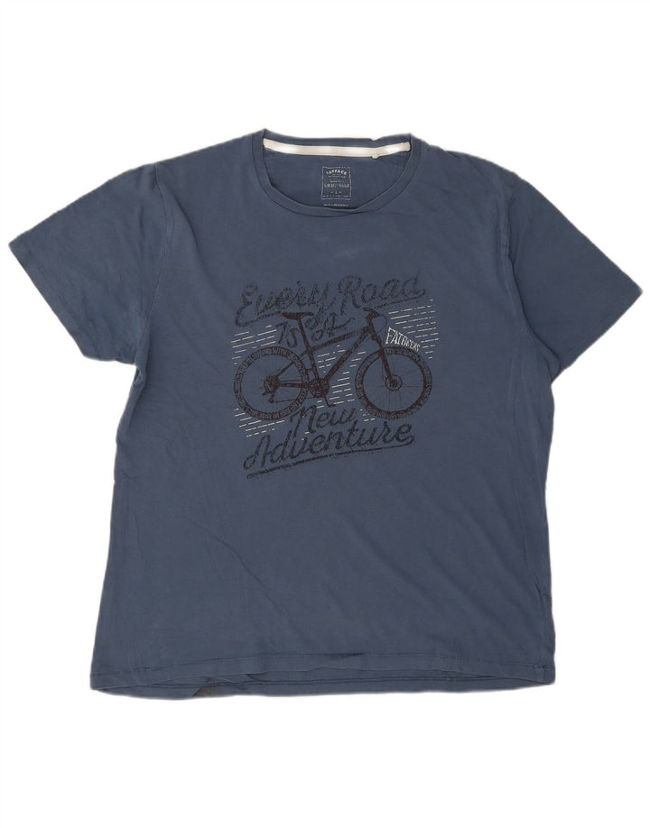 Fat Face Herren-T-Shirt mit Grafik, Größe L, aus blauer Baumwolle