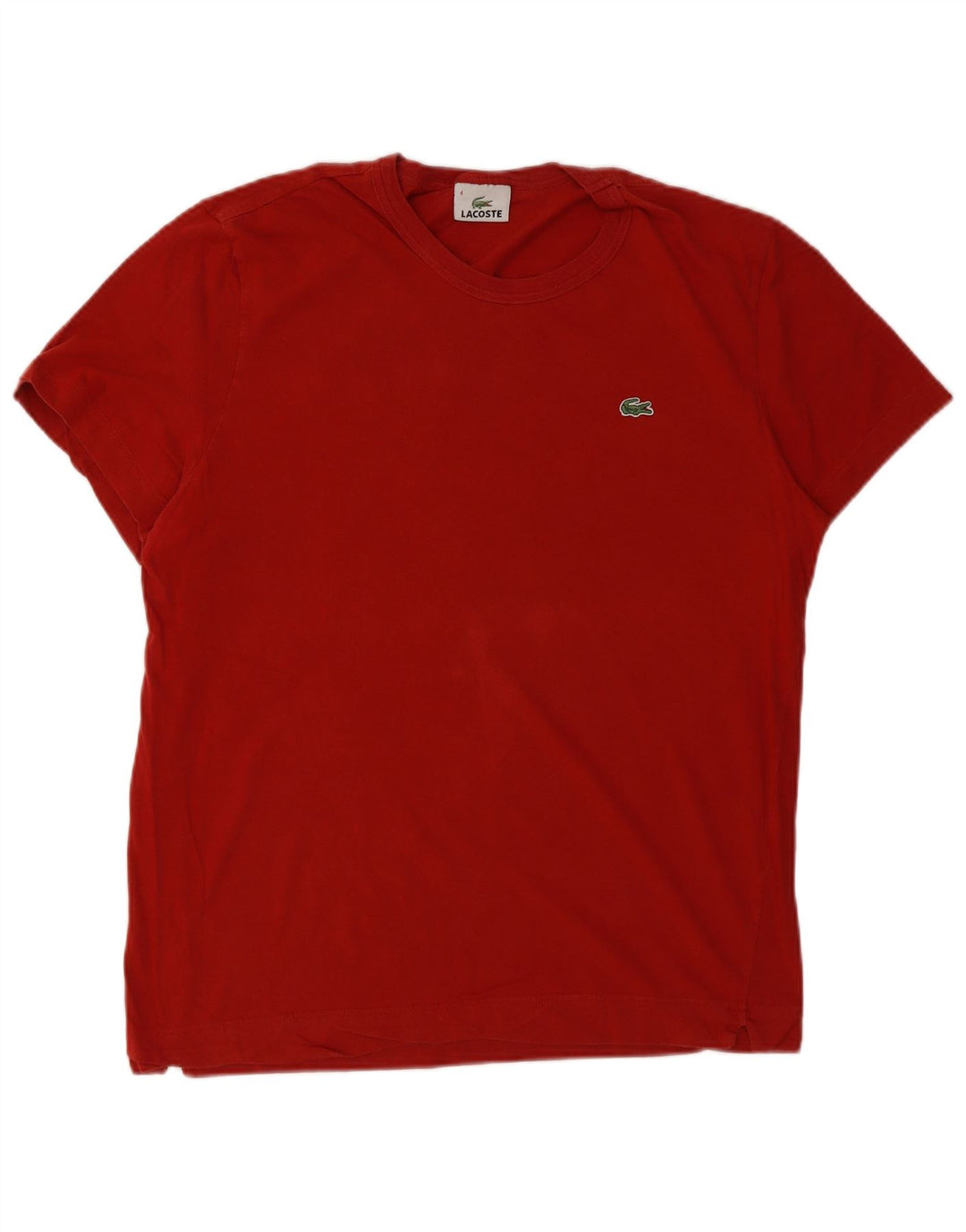 Lacoste Herren T-Shirt Top Größe 4 Mittelrote Baumwolle