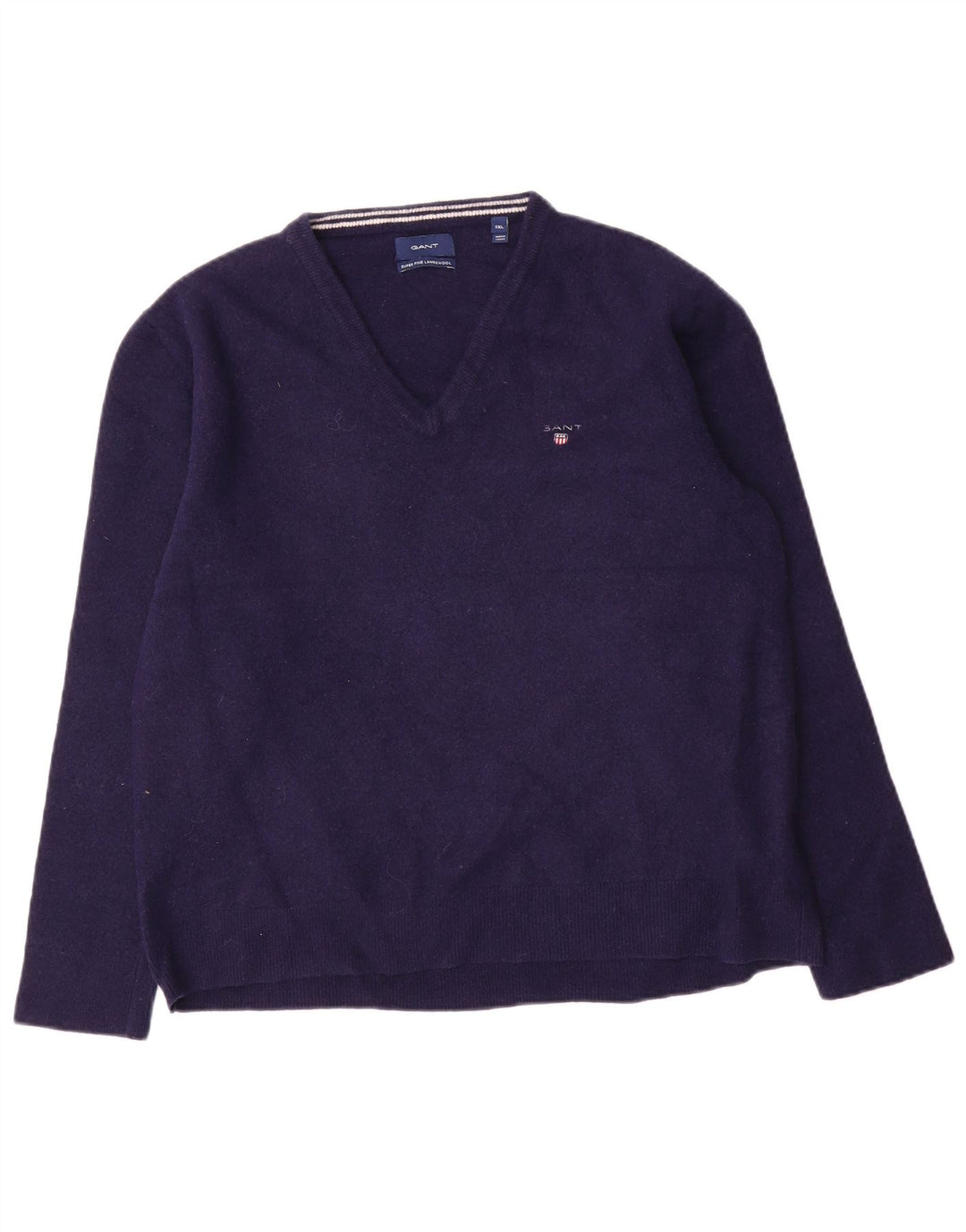 Gant Herren-Pullover mit V-Ausschnitt, 2XL, marineblaue Wolle