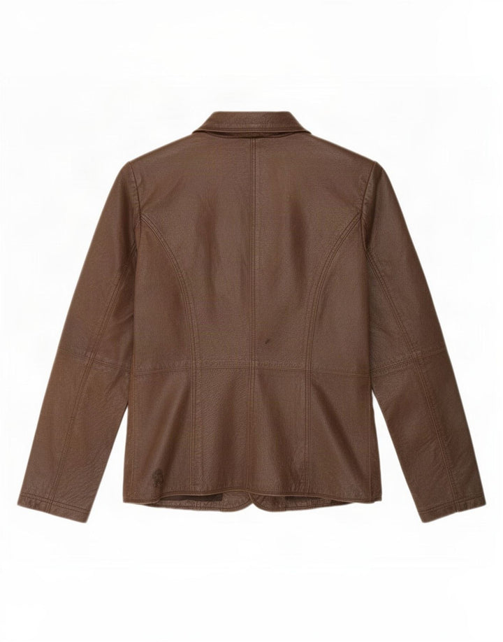 Paco Damen 2-Knopf-Lederblazerjacke UK 16 Large Braun