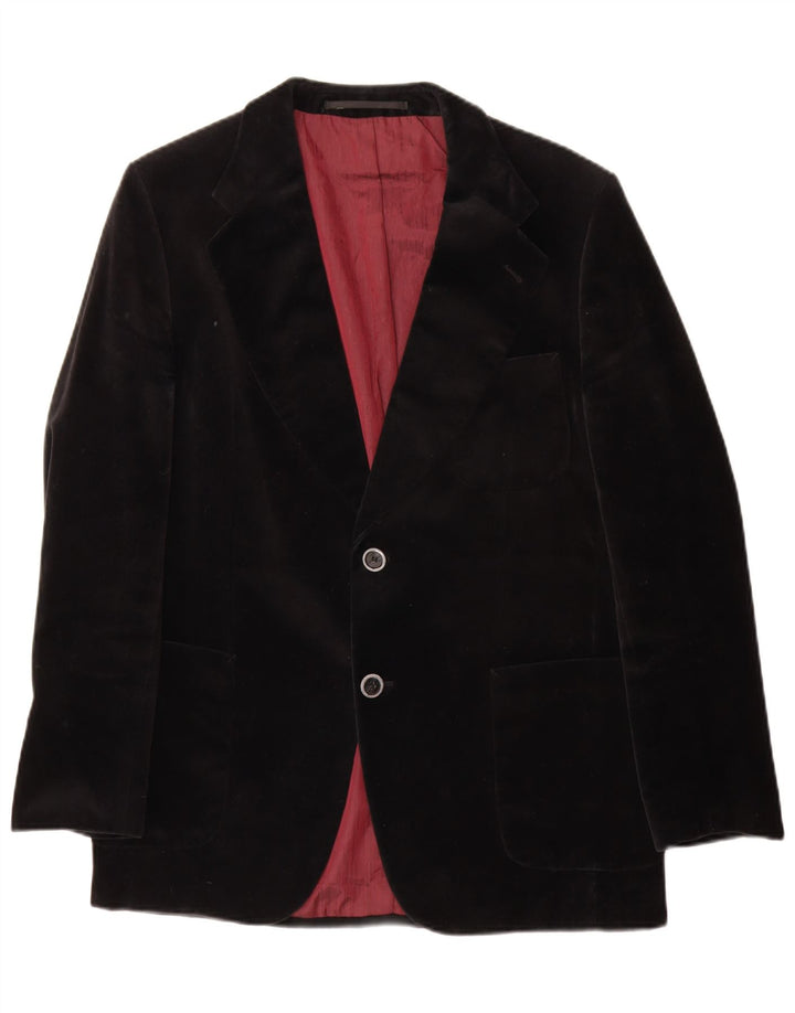 Jeunesse Herren-Blazer aus Samt mit 2 Knöpfen, UK 38, mittelschwarz, Baumwolle