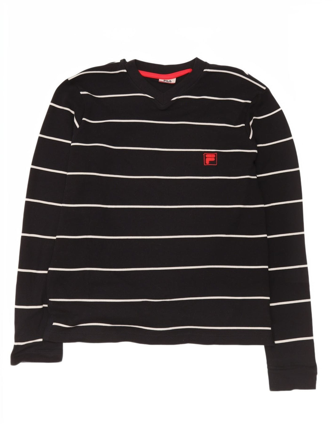Fila Herren-Top, langärmelig, mittelschwarz, gestreift, Baumwolle