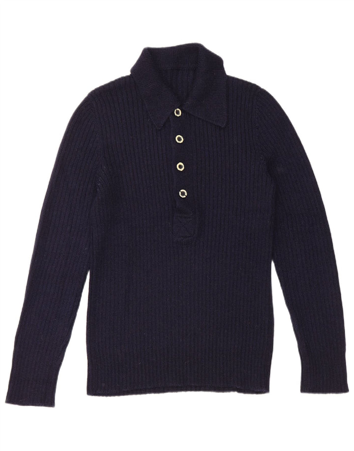 Vintage Herren Rollkragenpullover Pullover Klein Marineblau