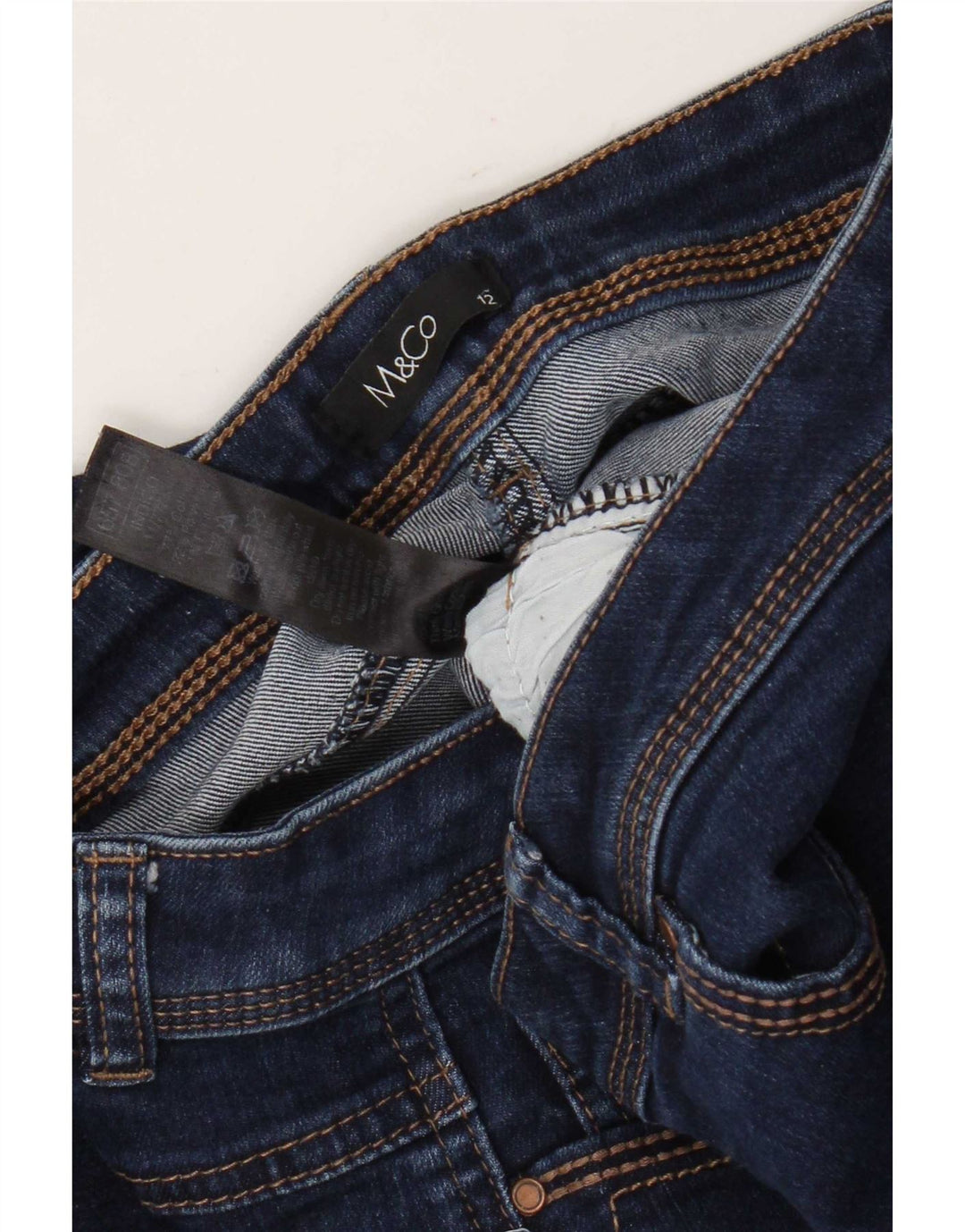 M&Co Damen Slim Jeans UK 12 Medium W34 L30 Marineblau Baumwolle