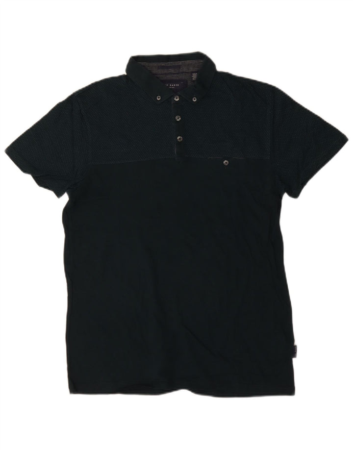 Ted Baker Herren-Poloshirt, Größe 3, mittelgrün gefleckte Baumwolle