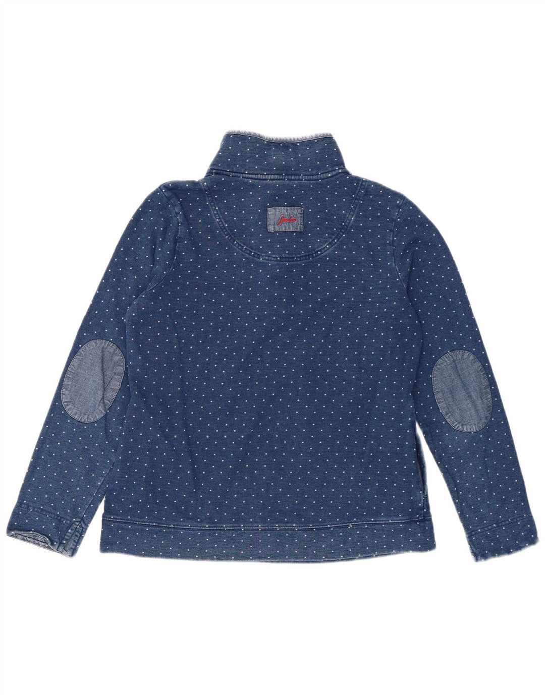 Joules Damen-Sweatshirt mit Knopfkragen, UK 12, mittelblau gepunktet