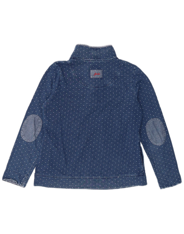 Joules Damen-Sweatshirt mit Knopfkragen, UK 12, mittelblau gepunktet
