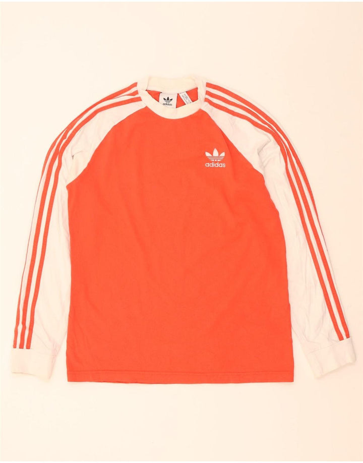 Adidas Herren-Oberteil, langärmelig, mittelorange, Colourblock-Baumwolle