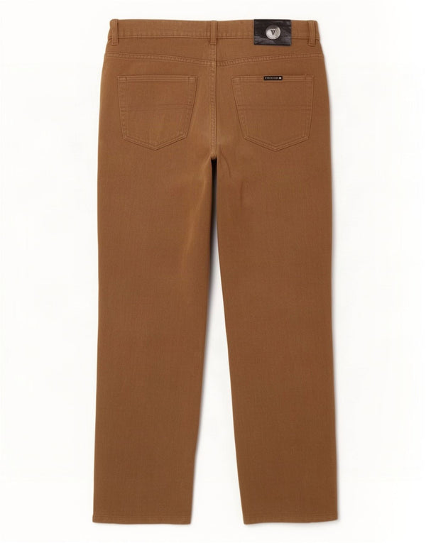 Trussardi Mens Straight Casual Trousers W31 L31 Brown Cotton