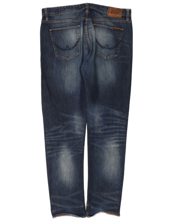 Superdry Herren Copperfill Loose Jeans W36 L34 Marineblau Baumwolle