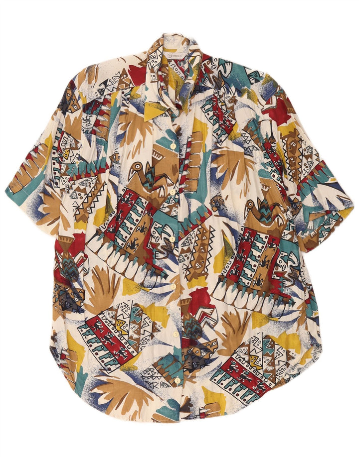 Vintage Damen Übergroßes Hawaiihemd UK 16 Groß Mehrfarbig Retro