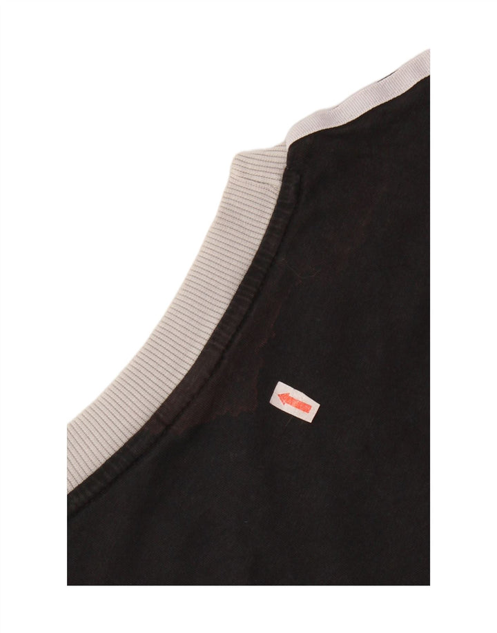 ADIDAS Damen T-Shirt Top UK 12 Medium Schwarz Baumwolle