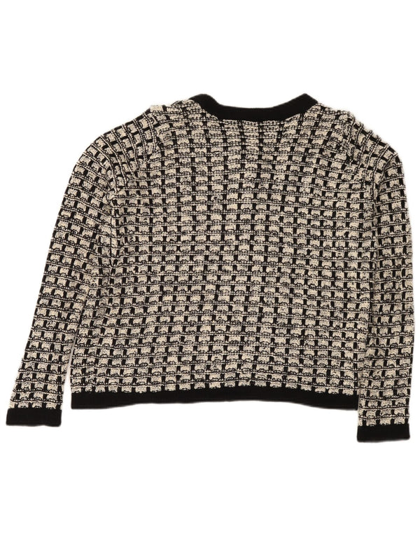 Marks & Spencer Damen-Cardigan-Pullover UK 12 Mittelschwarz karierte Baumwolle
