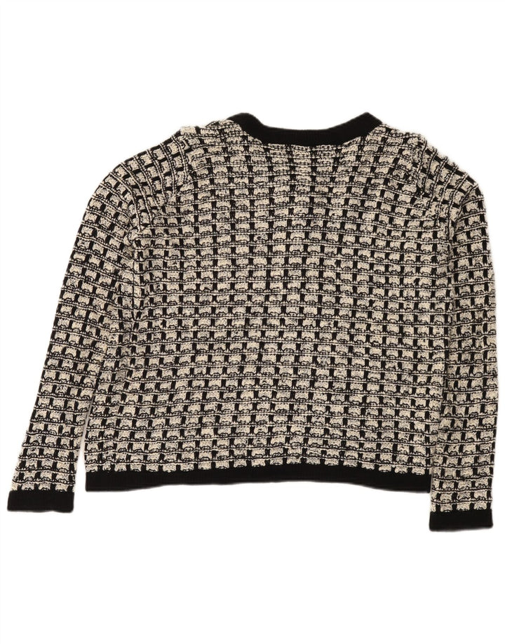 Marks & Spencer Damen-Cardigan-Pullover UK 12 Mittelschwarz karierte Baumwolle