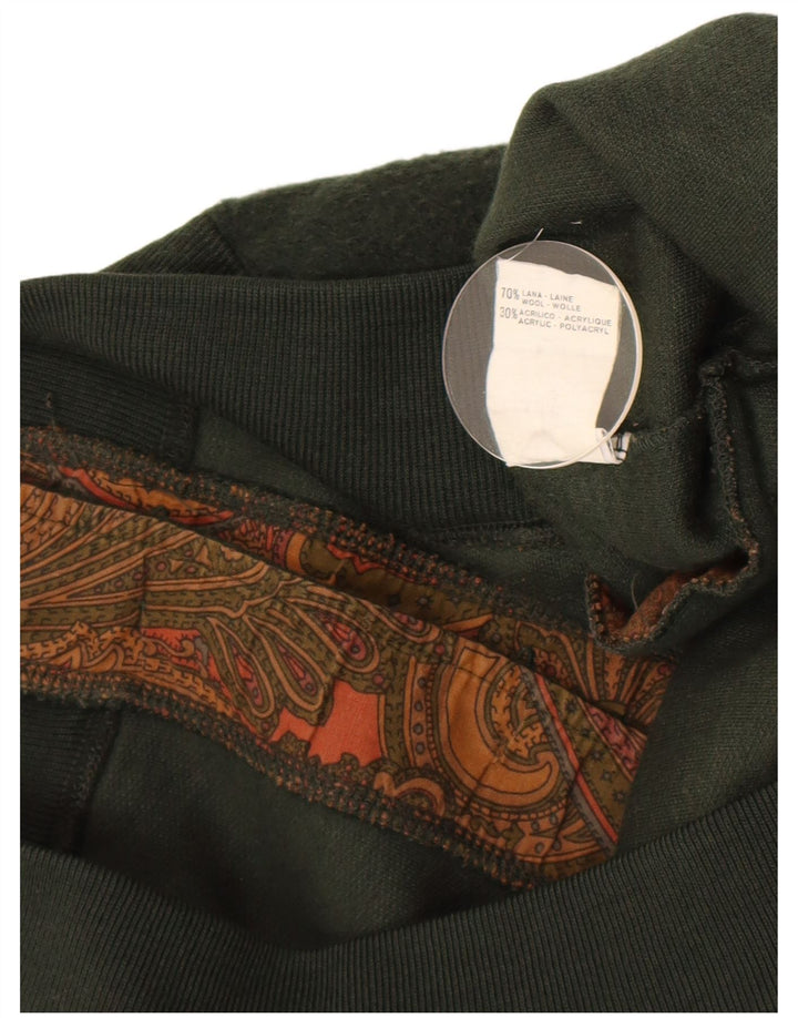 Vintage Herren Grafischer Cardigan Pullover Große grüne Wolle