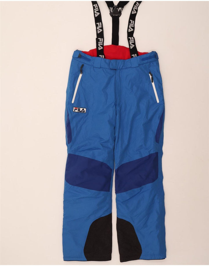 Fila Herren-Skihose mit Grafik-Latzhose, großes blaues Farbblock-Polyester
