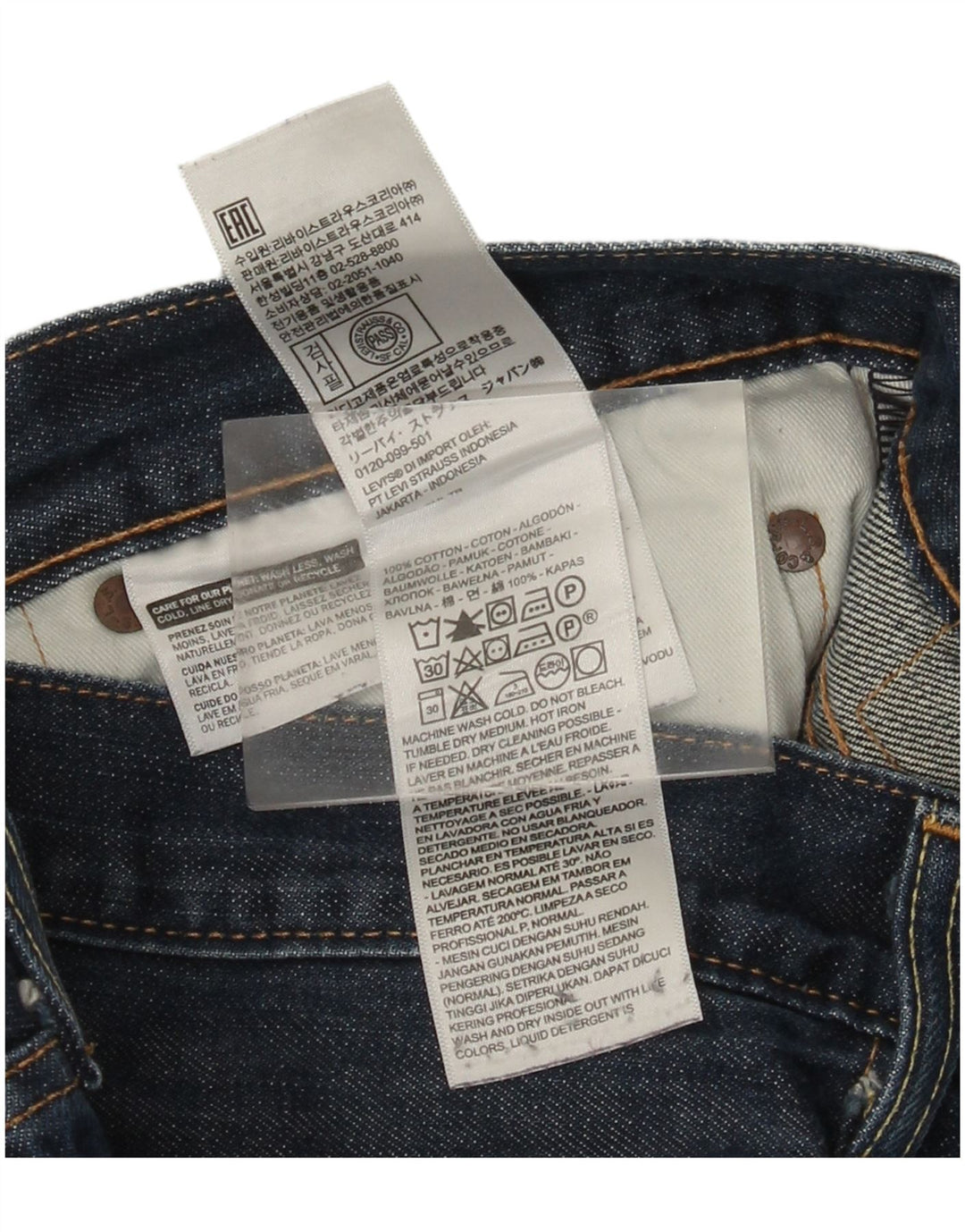 Levi's Herren 501 Straight Jeans W36 L30 Blaue Baumwolle