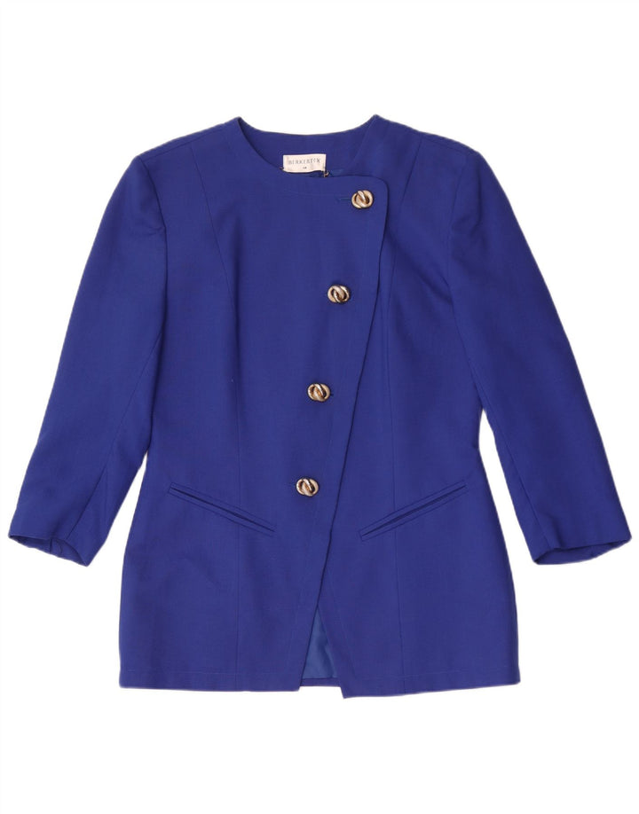 Berkertex  Womens 4 Button 2 Piece Skirt Set UK 14 Large Blue Polyester