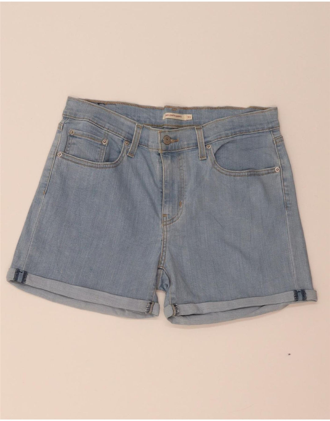 LEVI'S Damen-Jeansshorts mit mittelhohem Bund, W31, mittelblaue Baumwolle
