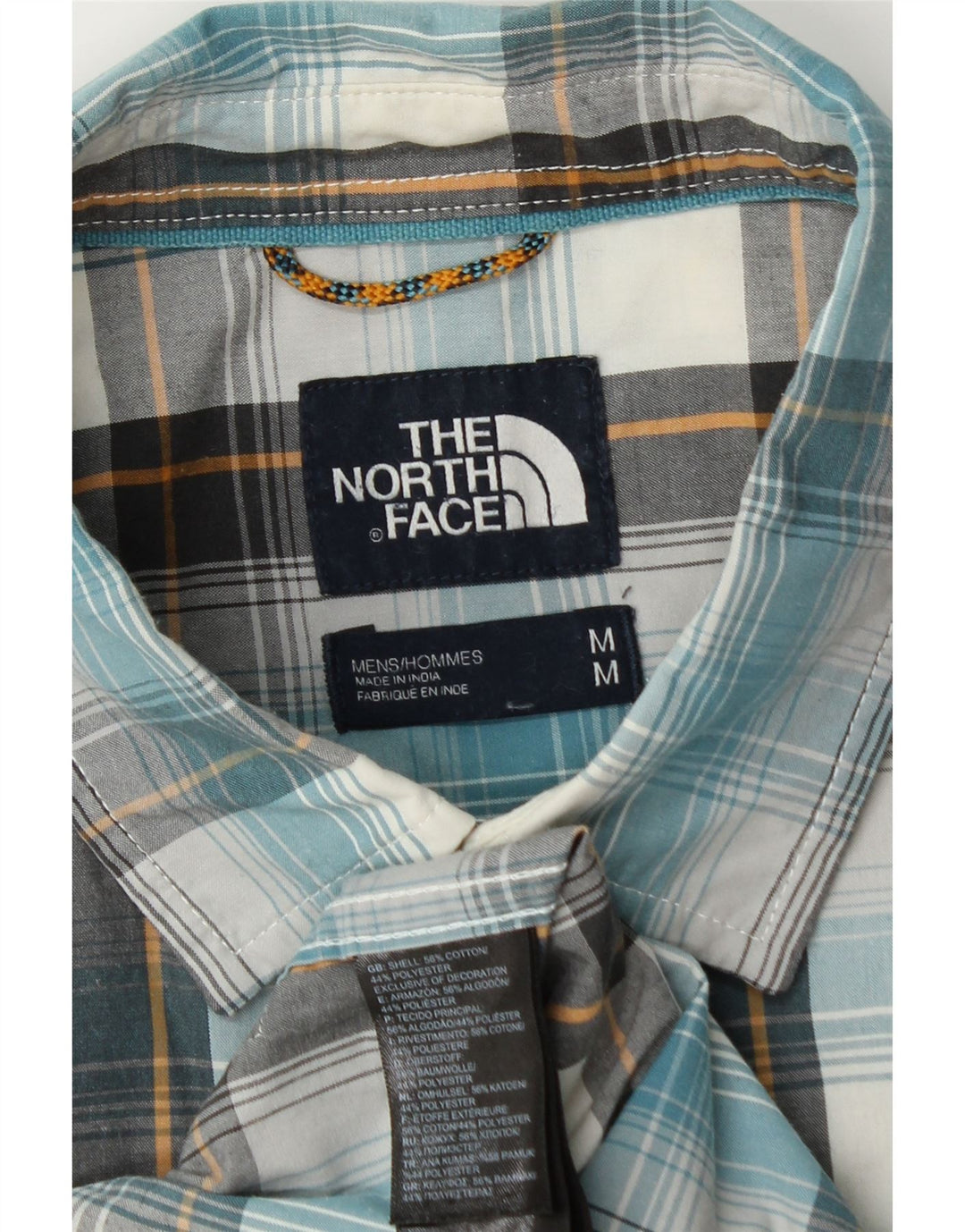 The North Face Herren-Kurzarmhemd aus mittelblau karierter Baumwolle