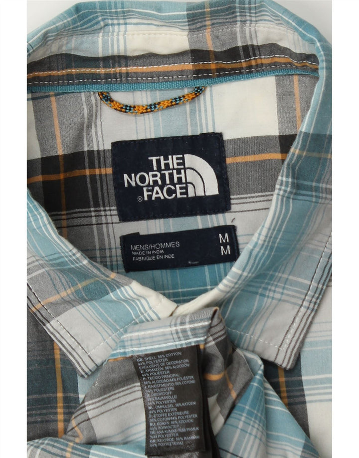 The North Face Herren-Kurzarmhemd aus mittelblau karierter Baumwolle