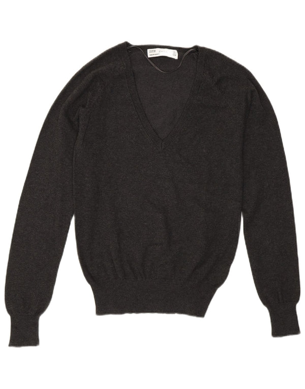 ZARA Damen-Pullover mit V-Ausschnitt, Gr. 10, Größe S, Grau