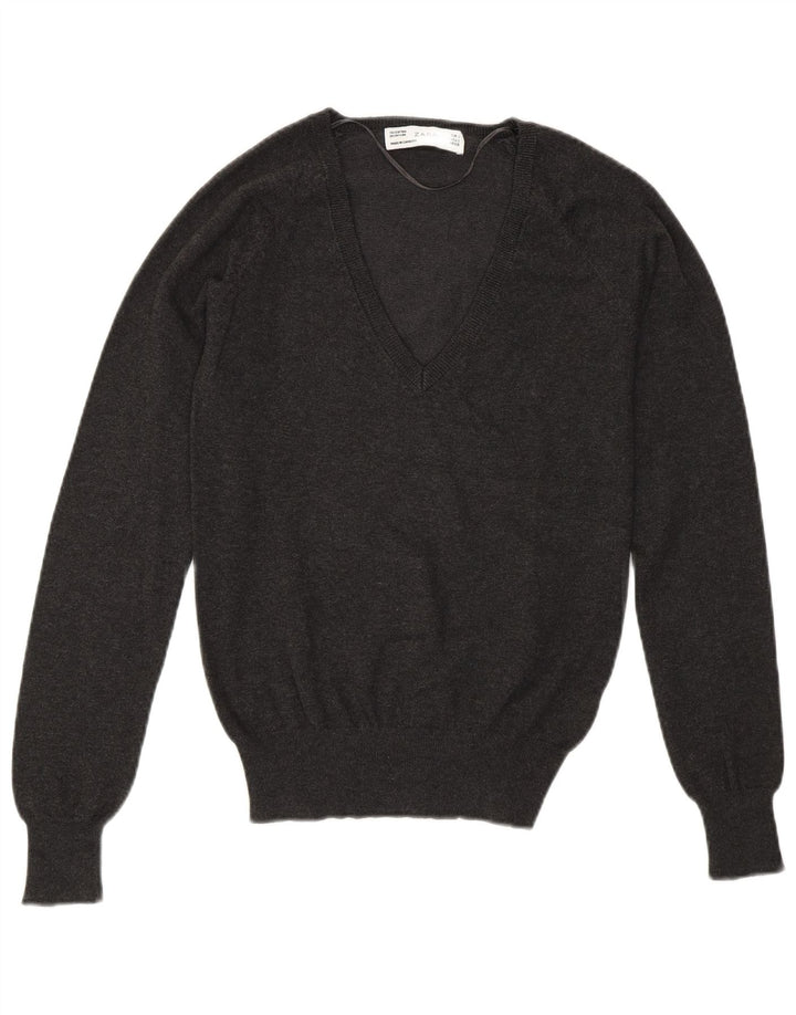 ZARA Damen-Pullover mit V-Ausschnitt, Gr. 10, Größe S, Grau