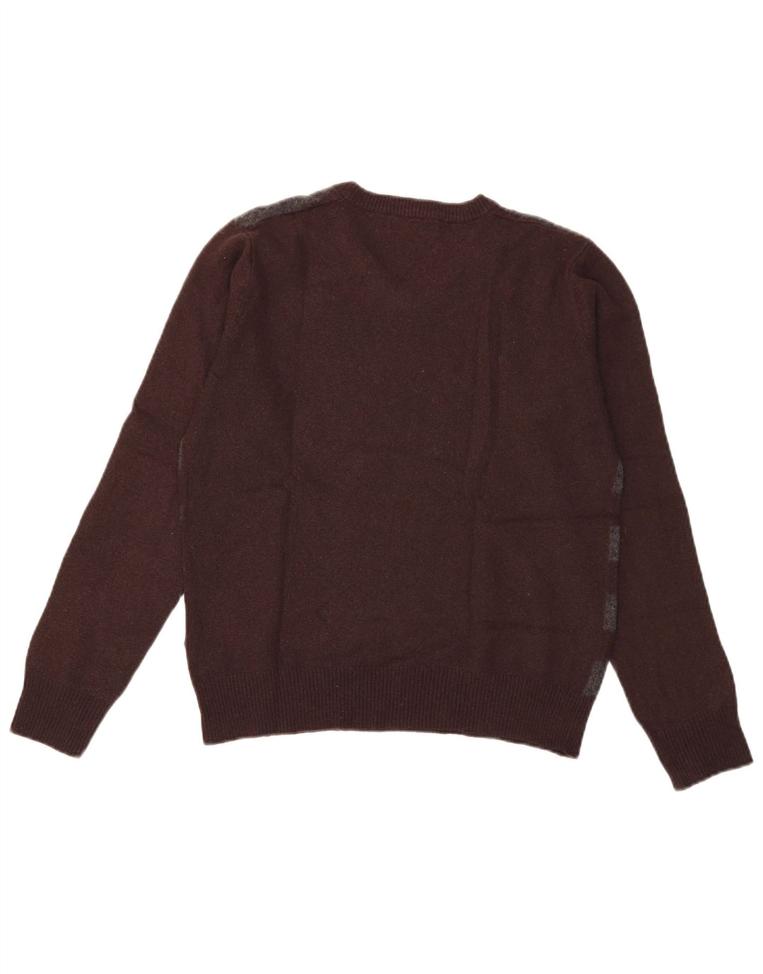 Zara Herren-Pullover mit V-Ausschnitt aus mittelbraun gestreifter Wolle
