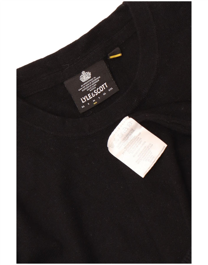 Lyle & Scott Herren-Pullover mit Rundhalsausschnitt, mittelschwarze Baumwolle