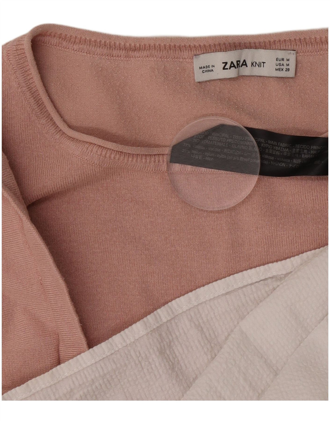 Übergroßes Blusenoberteil für Damen von Zara, UK 14, mittelrosa, Colourblock-Viskose