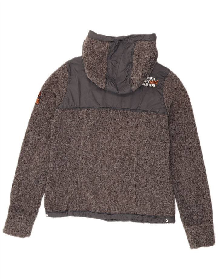 SUPERDRY Damen-Wander-Fleecejacke mit Kapuze, UK 10, Größe S, Grau, Polyester