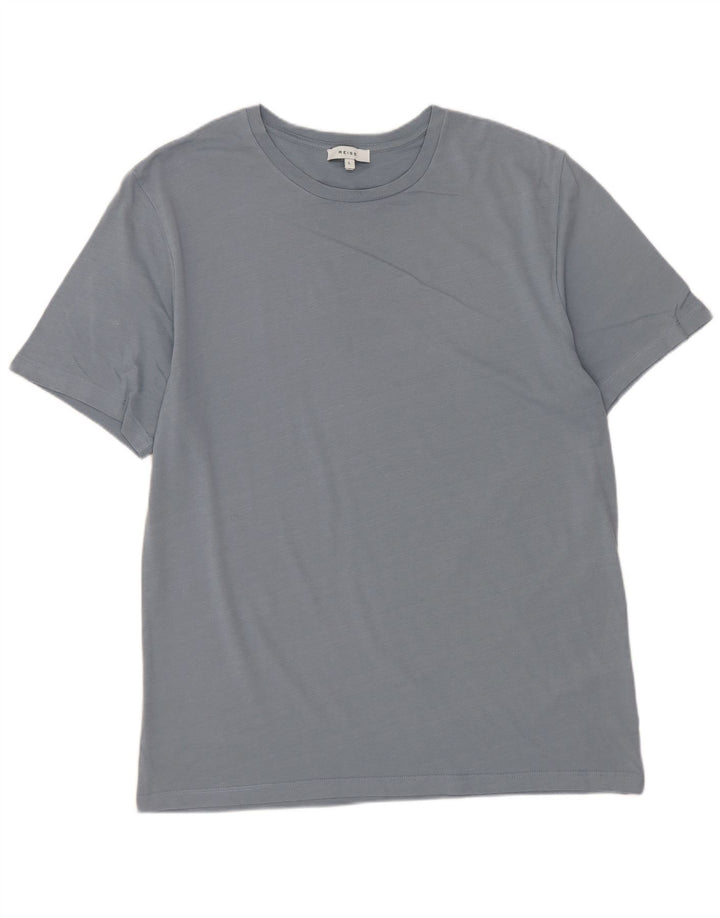 Reiss Herren T-Shirt Top Large Blau Baumwolle