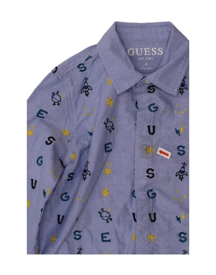 GUESS Jungen Grafikshirt 3-4 Jahre Blaue Baumwolle
