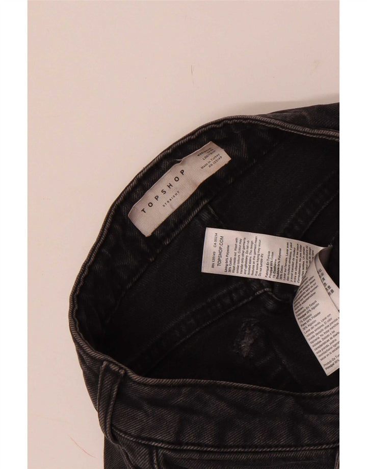 Topshop Damen Distressed-Cropped-Jeans W25 L24 Graues Polyester