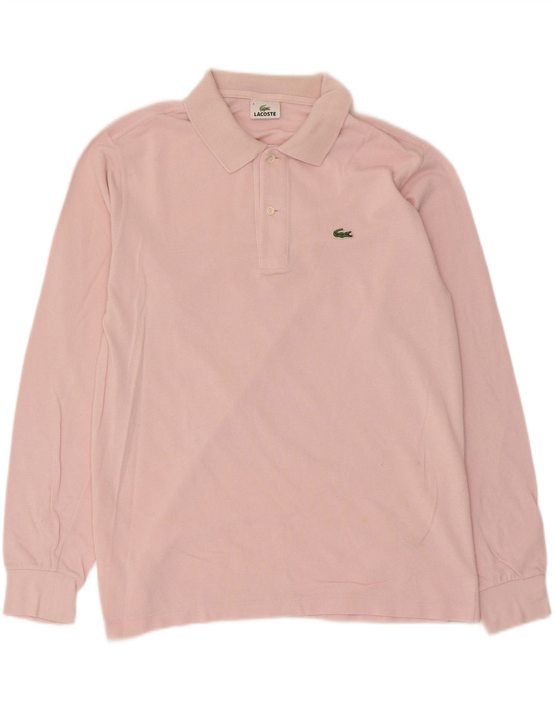 Lacoste Herren-Langarm-Poloshirt, Größe 4, mittelrosa, Baumwolle