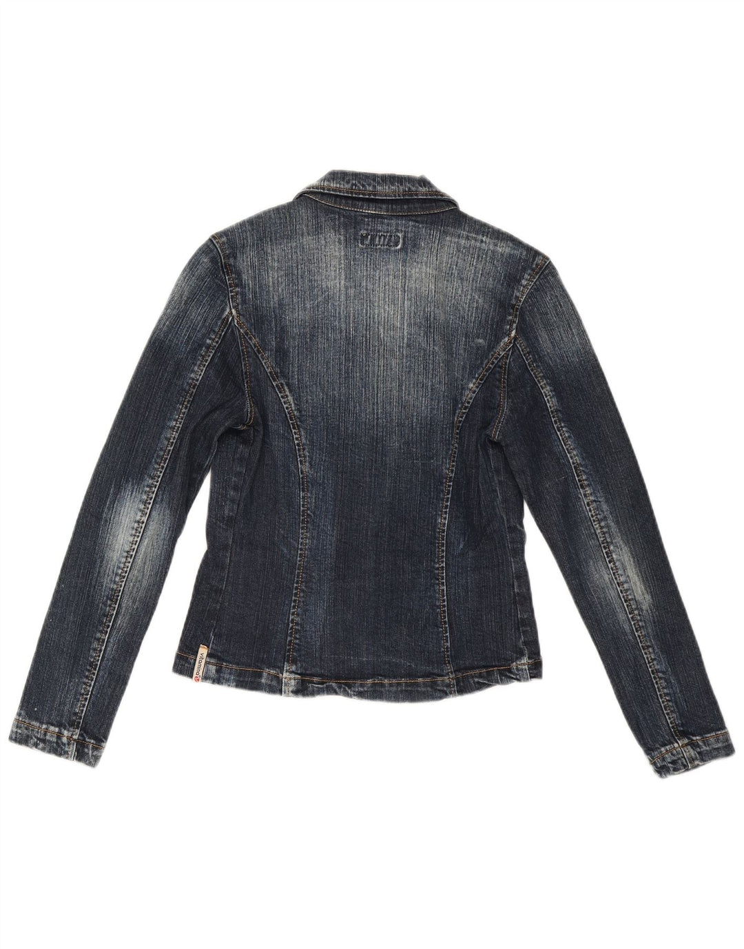 Vitamina Damen-Jeans-Blazer mit 1 Knopf, Größe UK 14, mittelblaue Baumwolle