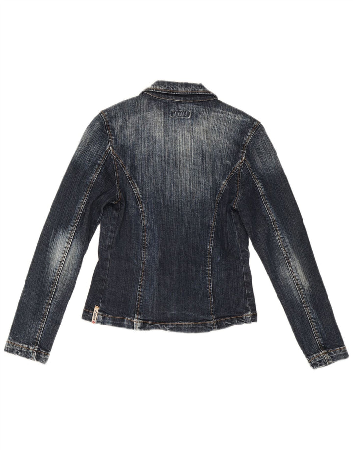 Vitamina Damen-Jeans-Blazer mit 1 Knopf, Größe UK 14, mittelblaue Baumwolle