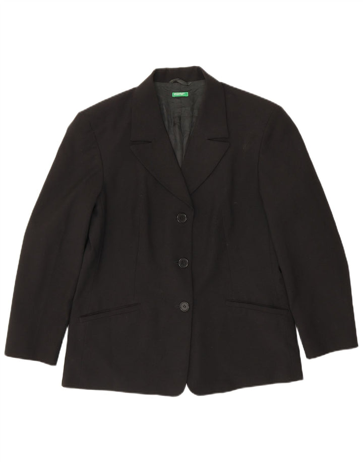 Benetton Damen 3-Knopf-Blazerjacke IT 46 Large Schwarz Polyester