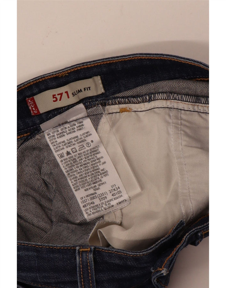 Levi's Damen 571 Slim Jeans W27 L34 Blaue Baumwolle